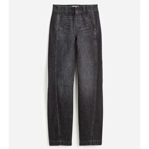 NWT Madewell Tapered Denim Trousers Black Wash Size 28 High Rise Wide Leg Jeans